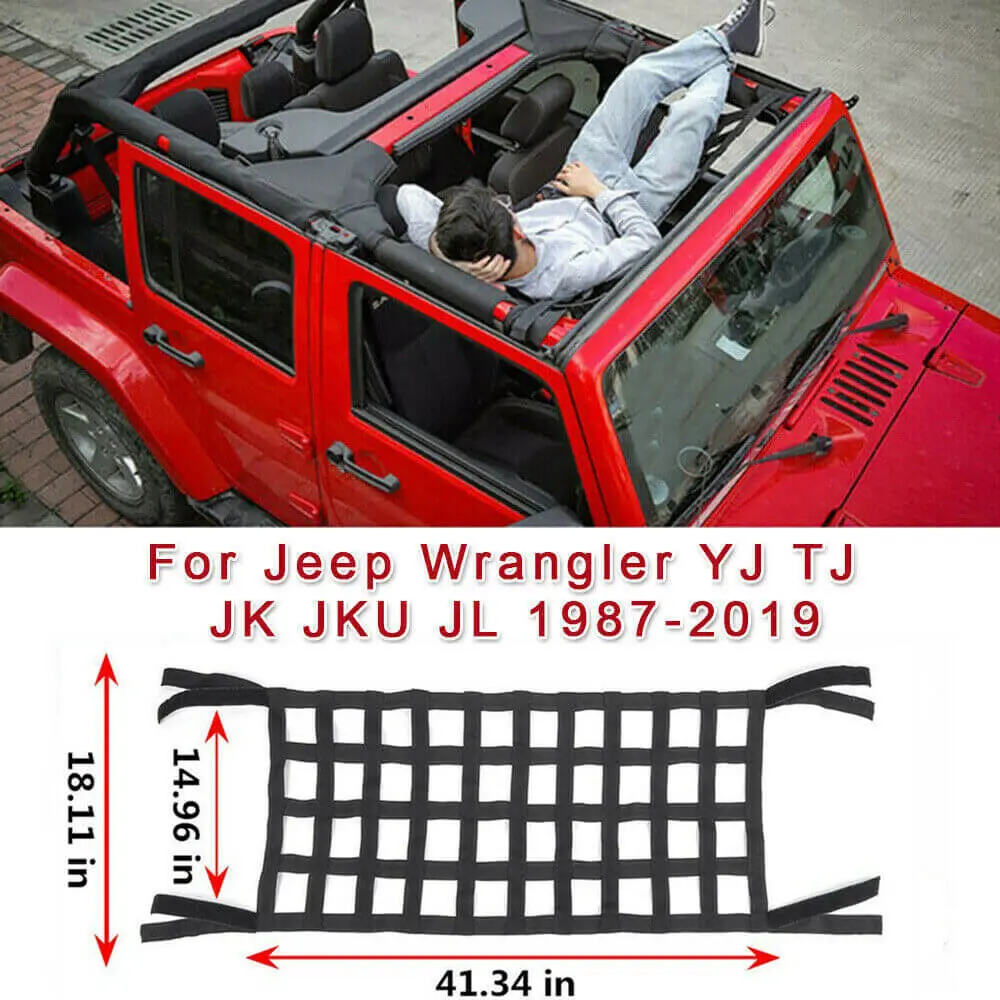 For Jeep Wrangler YJ TJ JK JL Multi-function Mesh Cargo Net Auto Roof Net Hammock - Image 4