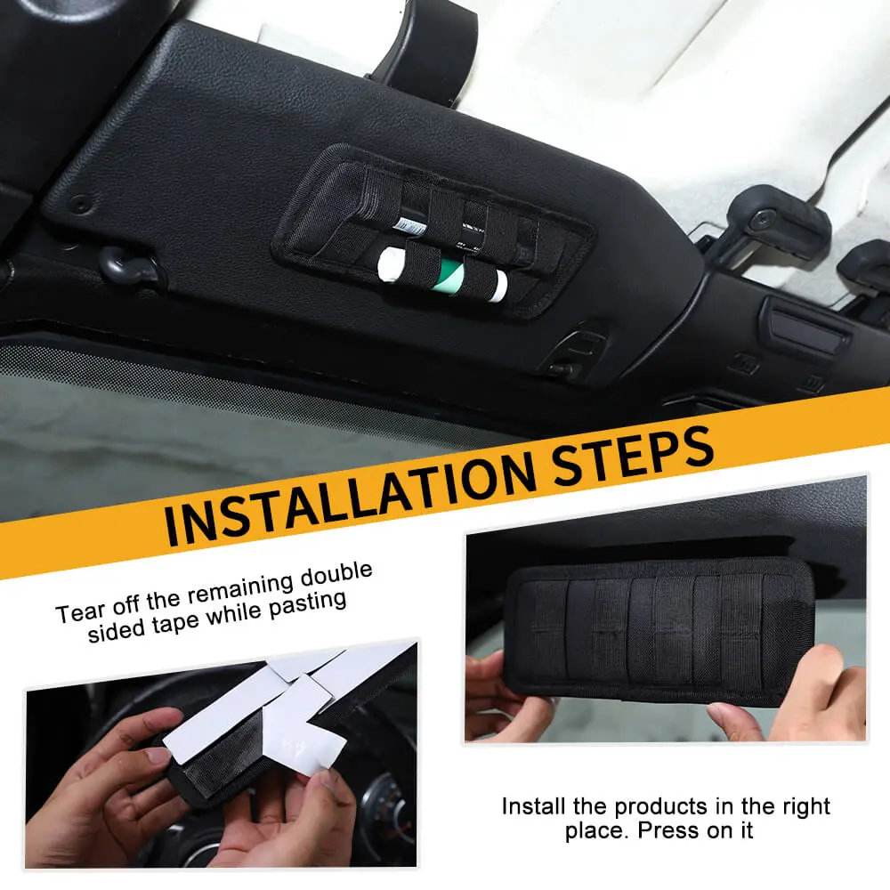 For Jeep Wrangler TJ JK JL & Gladiator JT Sun Visor Mount Tactical Bag Insert Modular Storage Utility Admin Pouch Pen Holder - Image 5