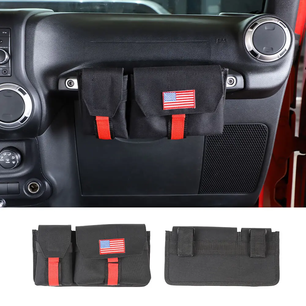 For Jeep Wrangler TJ JK JKU JL JLU Passenger Grab Handles Storage Bag Organizer, 2 in 1 Pocket Multi-Purpose Storage Bag - Image 7