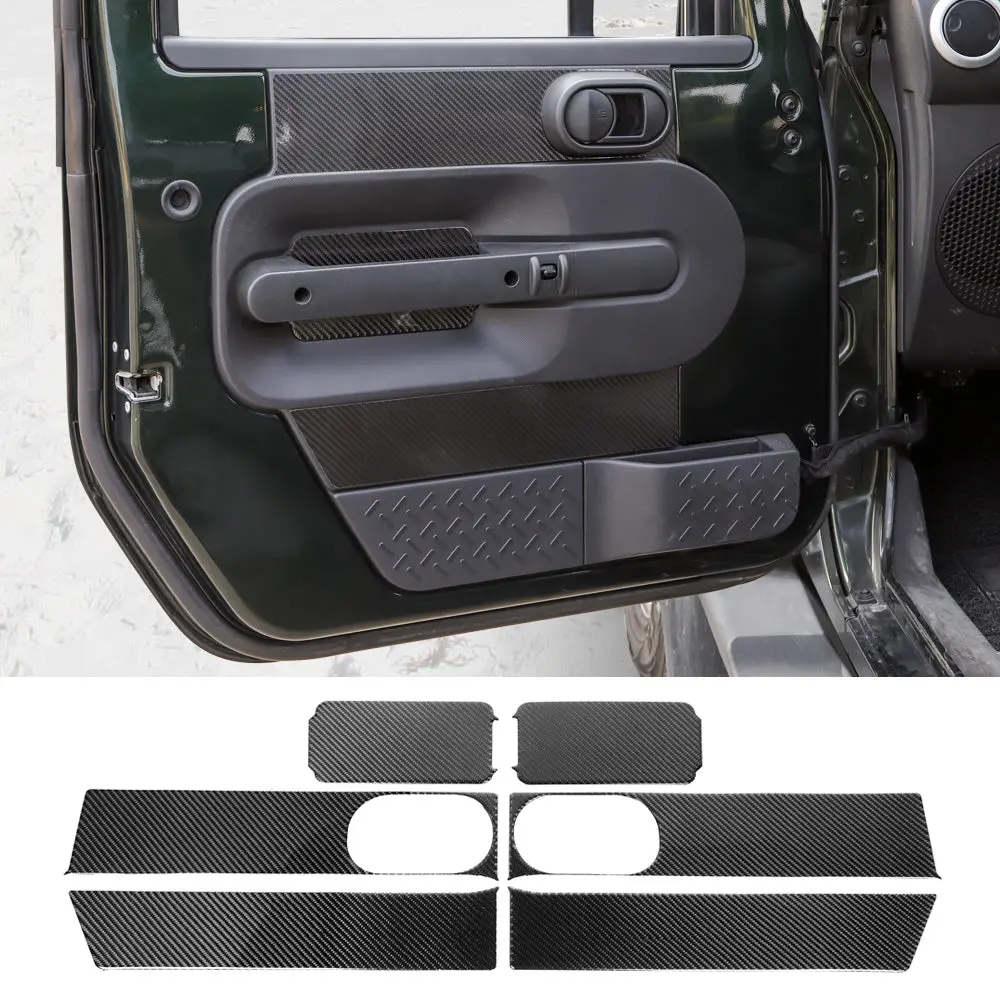 For 2007-2010 Jeep Wrangler JK JKU Real Carbon Fiber Inner Front Door Panel Trim Kit