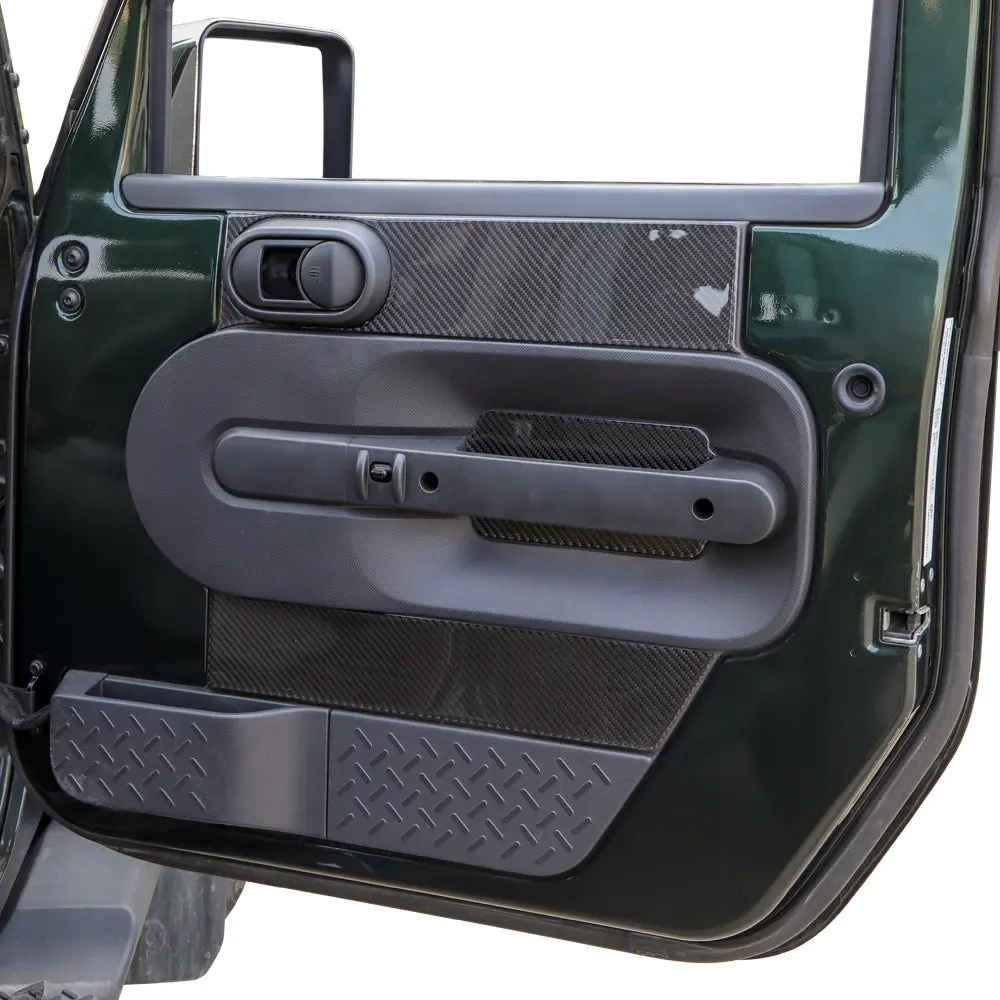 For 2007-2010 Jeep Wrangler JK JKU Real Carbon Fiber Inner Front Door Panel Trim Kit - Image 3