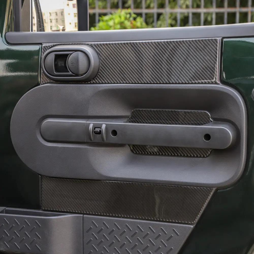 For 2007-2010 Jeep Wrangler JK JKU Real Carbon Fiber Inner Front Door Panel Trim Kit - Image 4