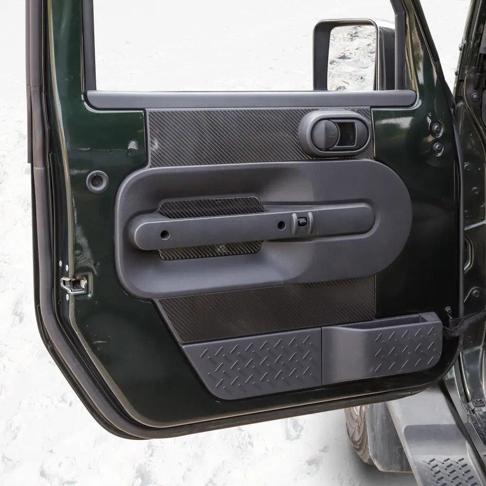 For 2007-2010 Jeep Wrangler JK JKU Real Carbon Fiber Inner Front Door Panel Trim Kit - Image 5