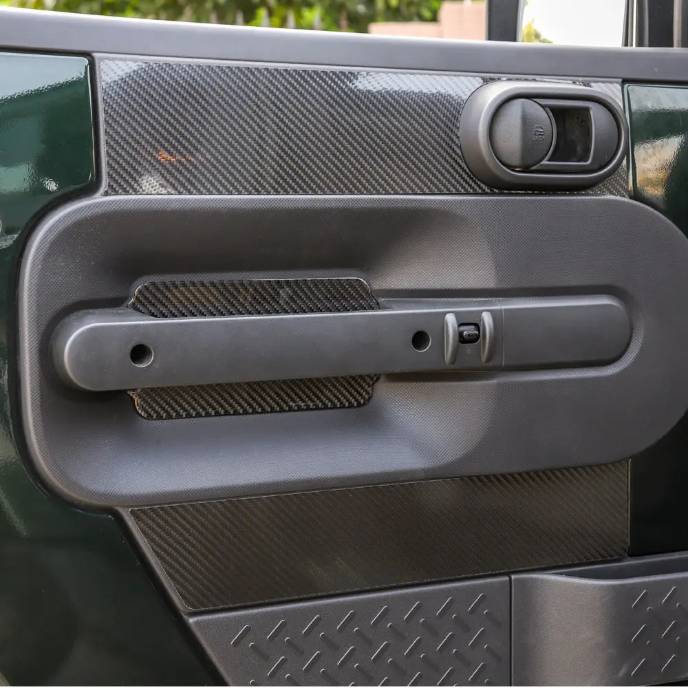 For 2007-2010 Jeep Wrangler JK JKU Real Carbon Fiber Inner Front Door Panel Trim Kit - Image 6