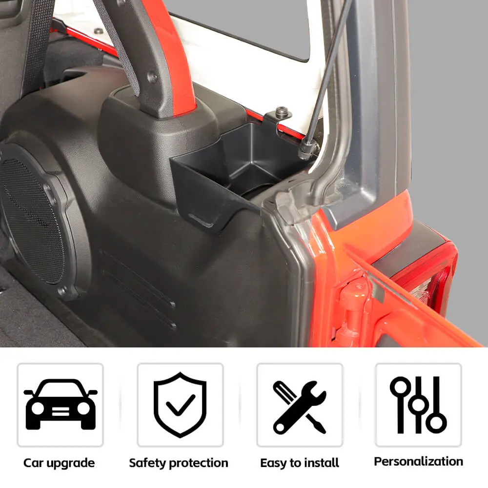 For 2024+ Jeep Wrangler JLU 4Door Rear Cargo Trunk Both Side Storage Box Organizer Tray - Image 6