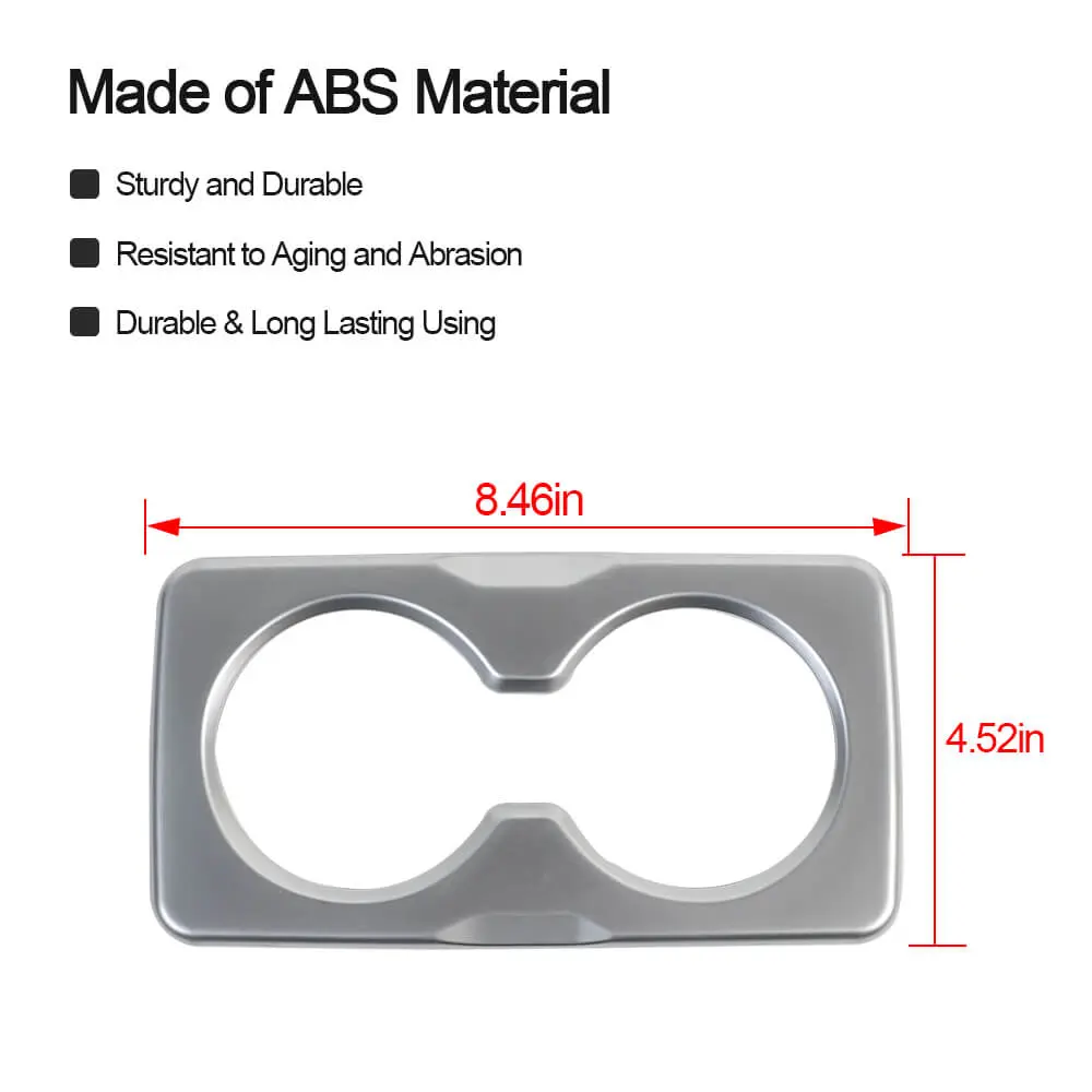 For Jeep Cherokee 2014+/Commander 2018+ Rear Cup Holder Cover Trim Panel Frame Silver - Image 7