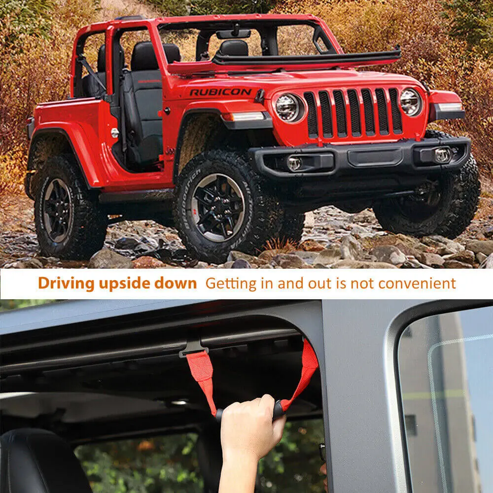 For 2018+ Jeep Wrangler JL & Gladiator JT 2x Rear Roll Bar Grab Handle Grip Handles - Image 3