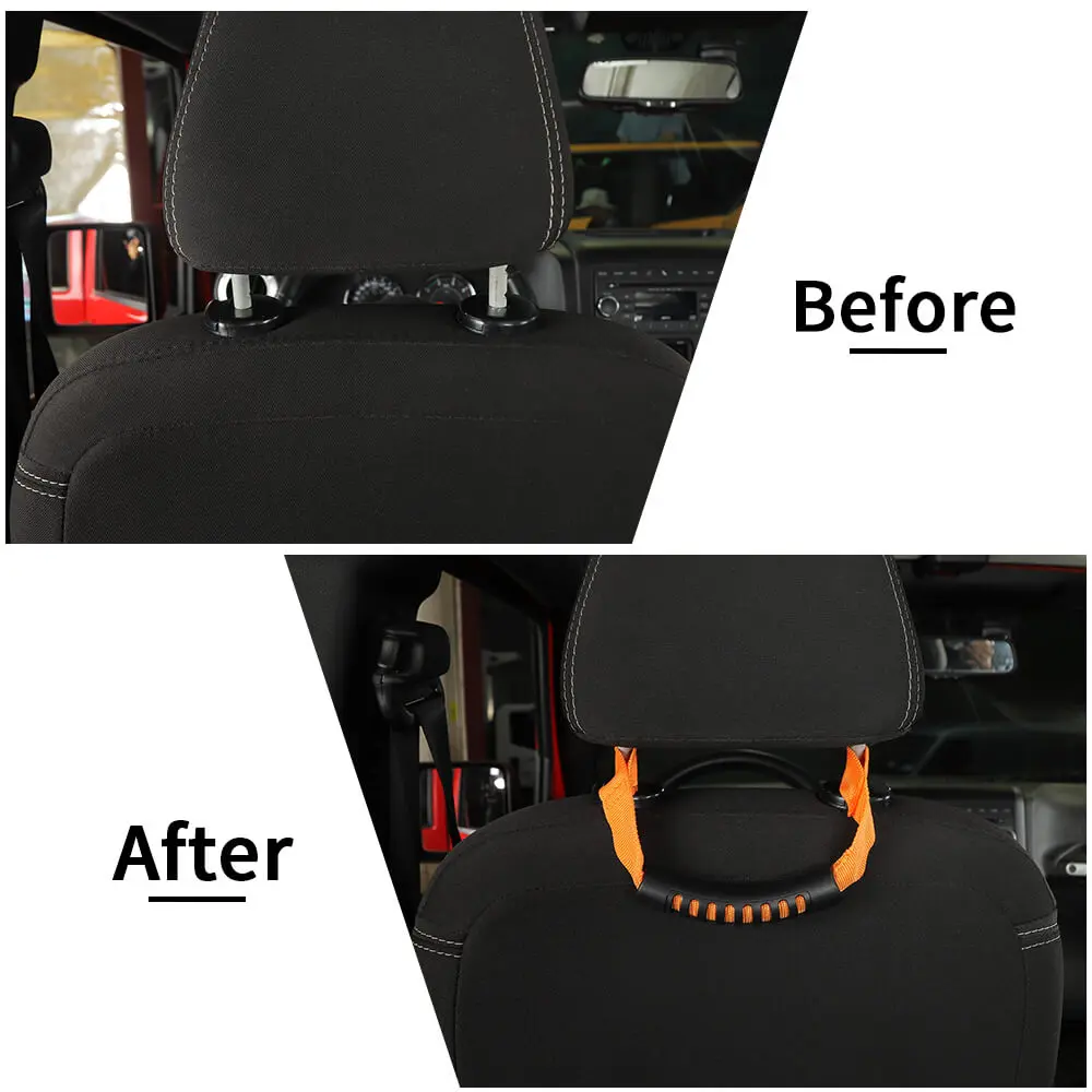 For Jeep Wrangler CJ YJ TJ JL JK JT Rear Seat Headrest Grab Handle Set - Image 2