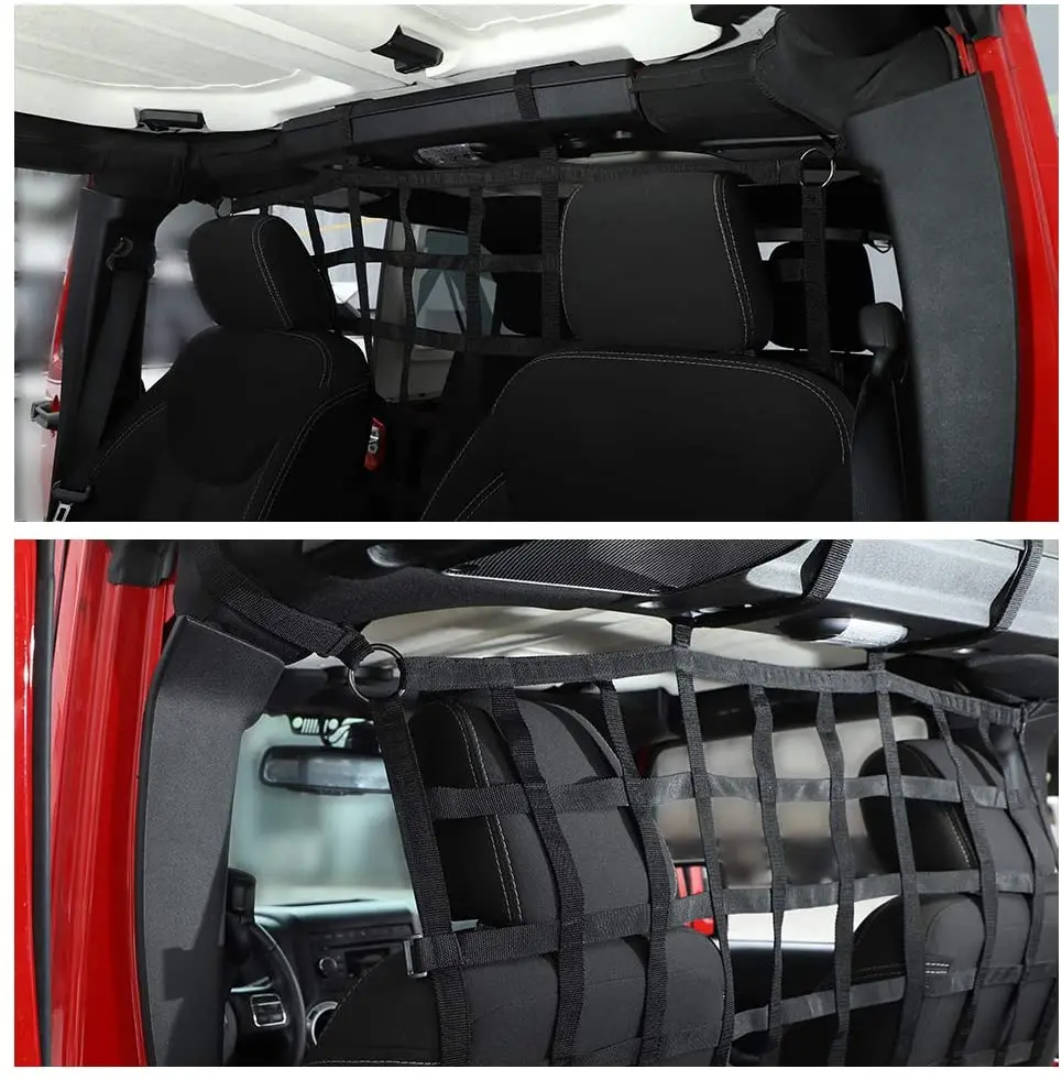 For Jeep Wrangler JK JKU JL JLU JT Rear Seat Net Mesh Cargo Net Dog Barrier - Image 2