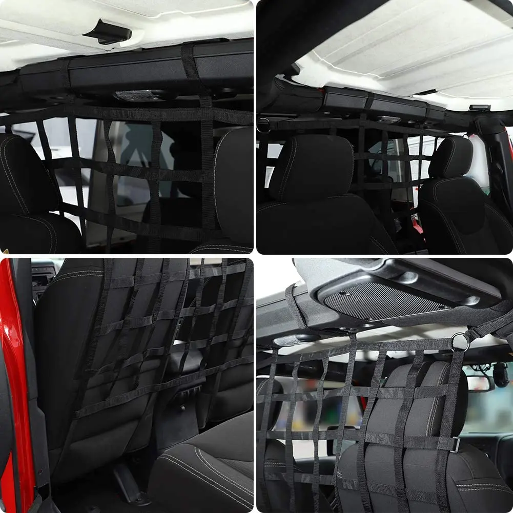 For Jeep Wrangler JK JKU JL JLU JT Rear Seat Net Mesh Cargo Net Dog Barrier - Image 4