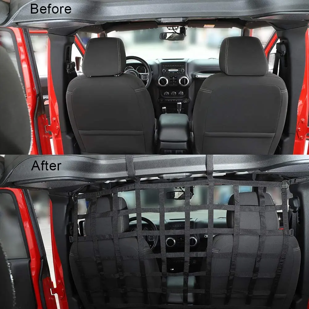 For Jeep Wrangler JK JKU JL JLU JT Rear Seat Net Mesh Cargo Net Dog Barrier - Image 5