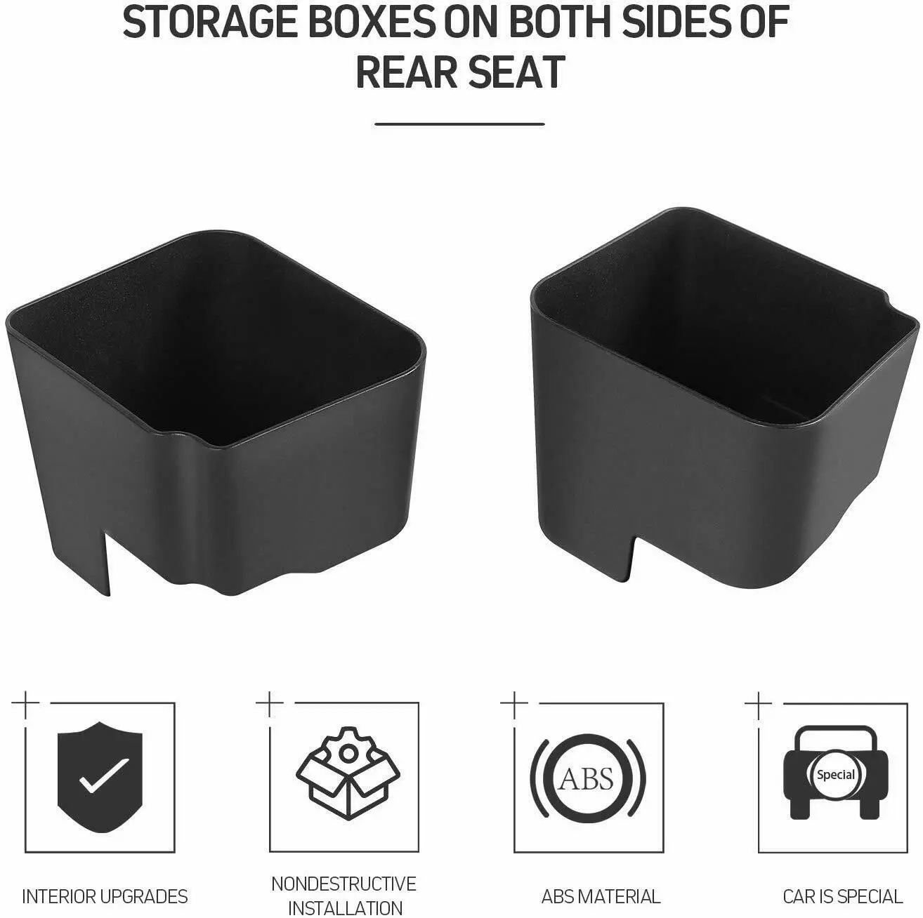 For 2018+ Jeep Wrangler JL JLU, Gladiator JT 2PCS Rear Seat Side Storage Tray Organizer Box - Image 2