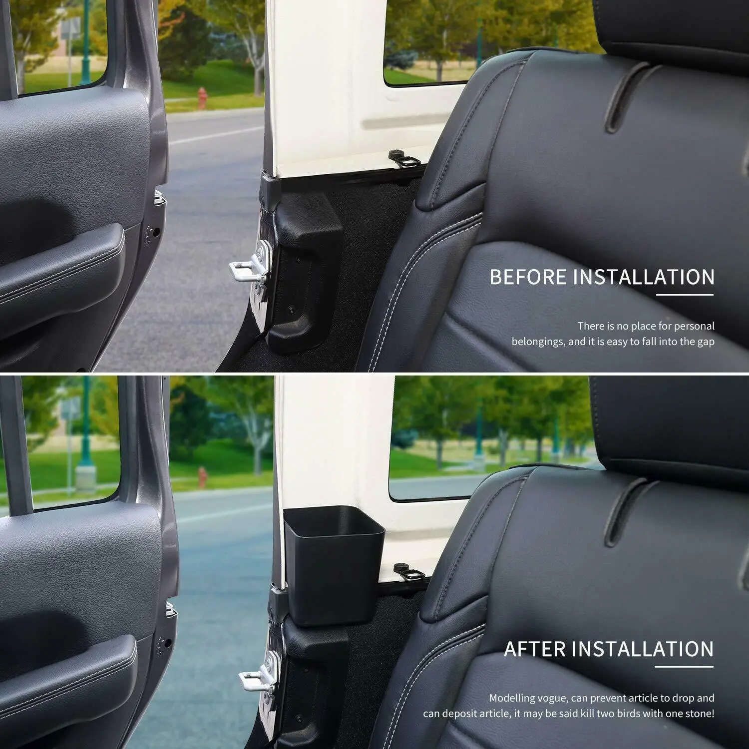 For 2018+ Jeep Wrangler JL JLU, Gladiator JT 2PCS Rear Seat Side Storage Tray Organizer Box - Image 6