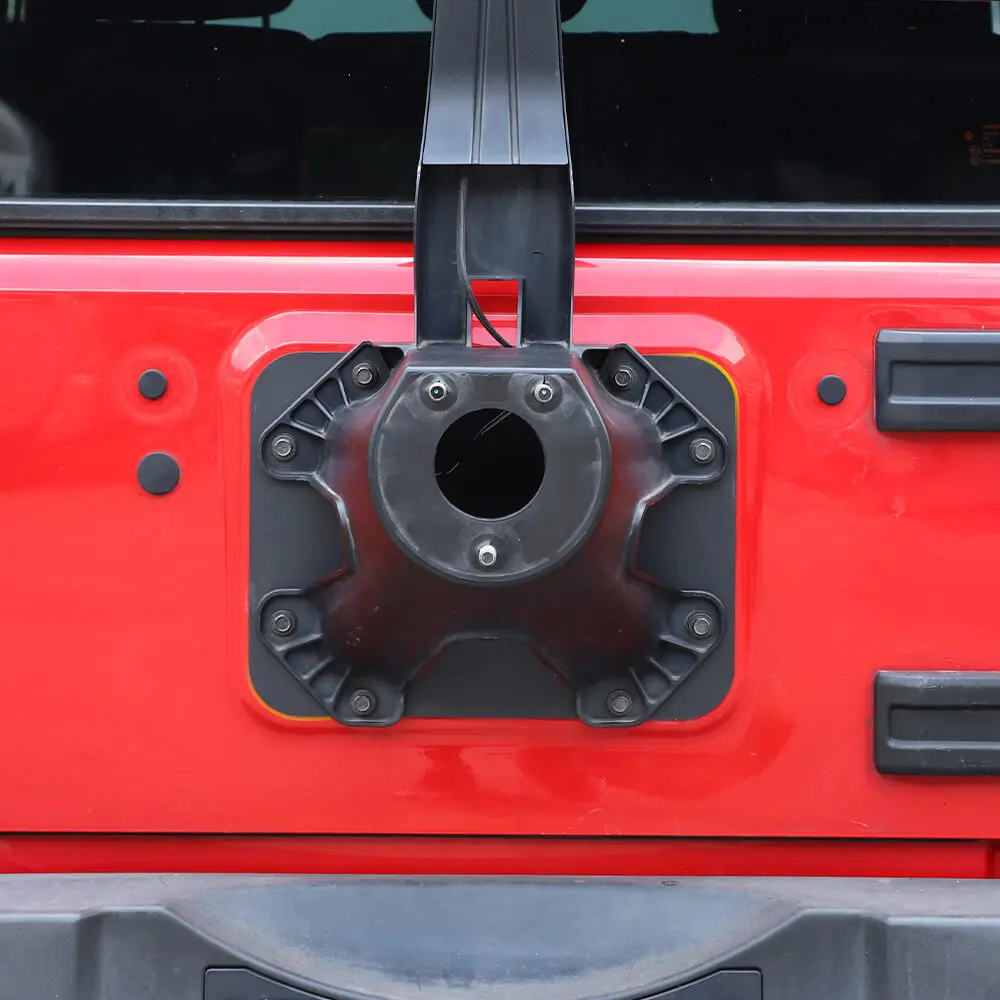 For 2007-2018 Jeep Wrangler JK Tailgate Spare Tire Carrier Delete Filler Plate Vent Cover Plate Trim & Rubber Plug - Image 3
