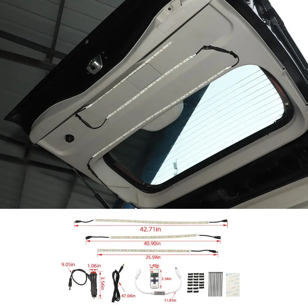 For Jeep Wrangler TJ JK JL JT/ Grand Cherokee/ Cherokee/ Renegade/ Compass/ Patriot Rear Tailgate LED Glass Gate Hatch Dome Light Bar