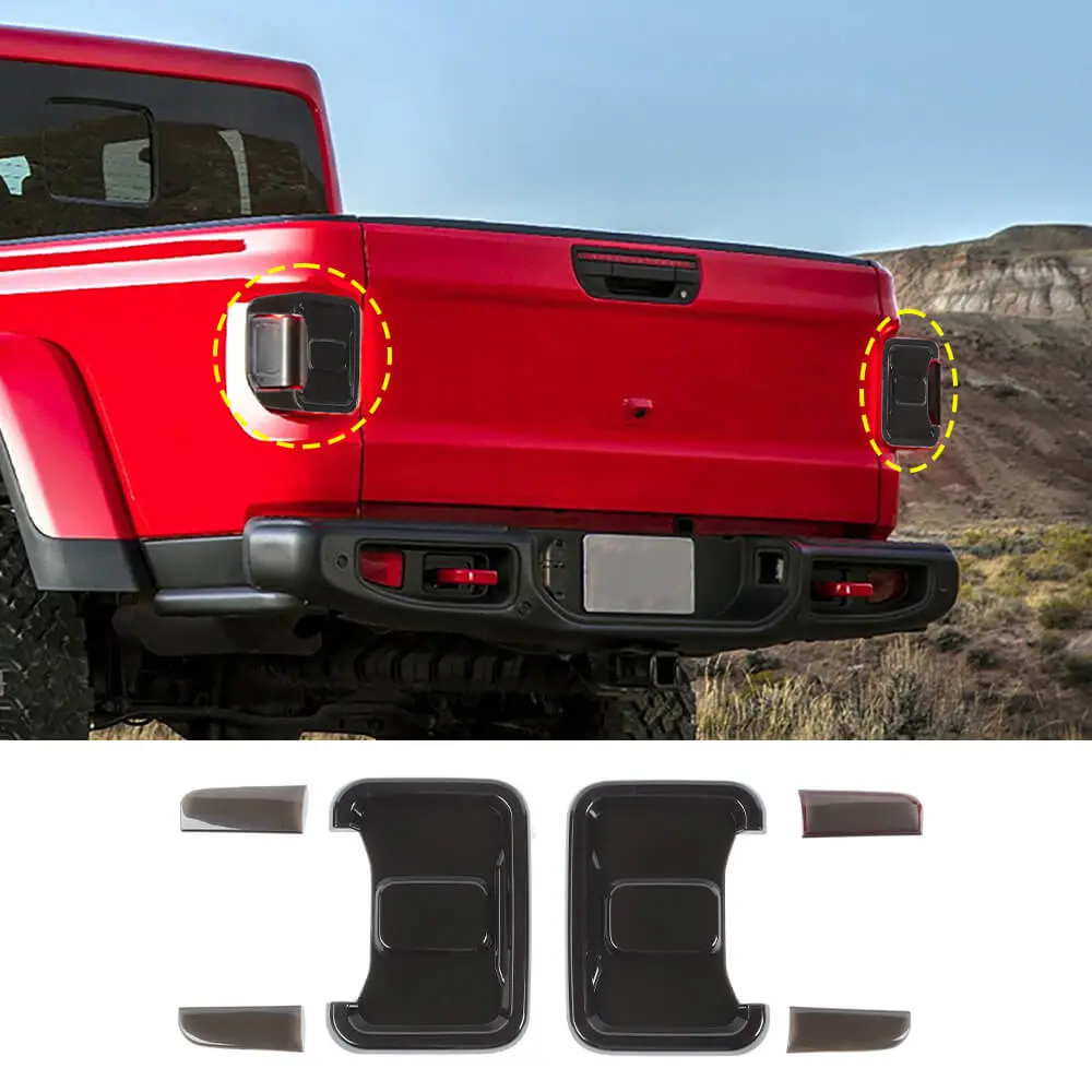 For 2019+ Jeep Gladiator JT Rear Taillight LED Lamp Cover Trim Smoked Black
