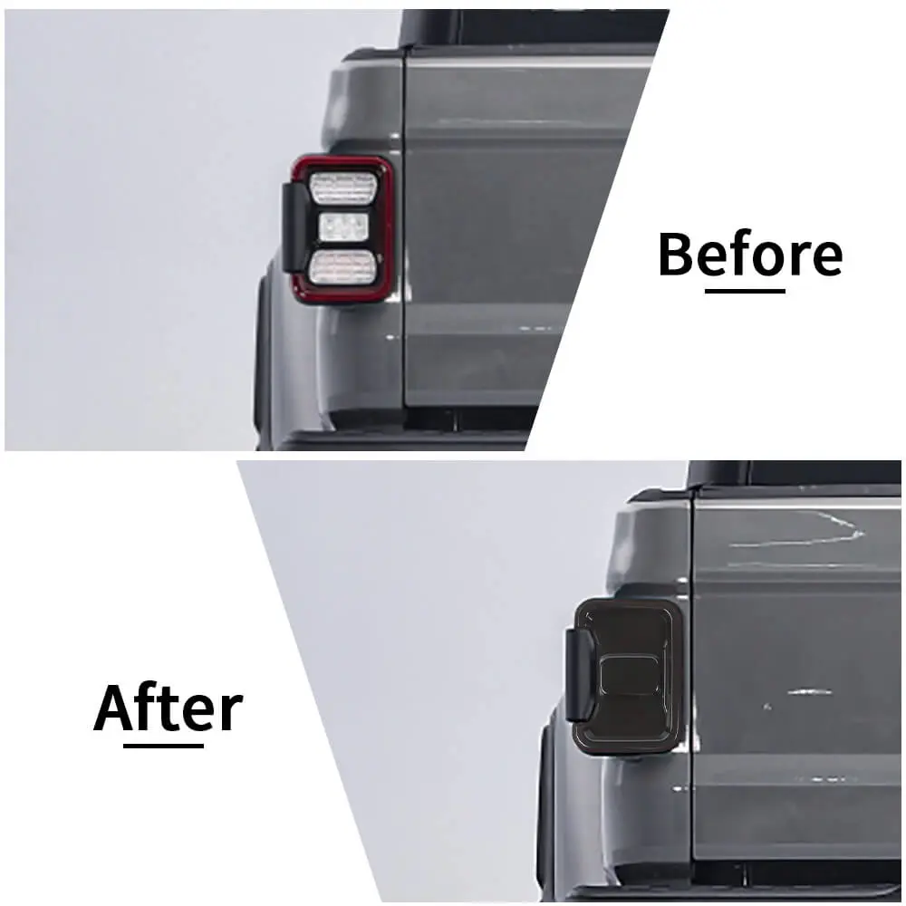 For 2019+ Jeep Gladiator JT Rear Taillight LED Lamp Cover Trim Smoked Black - Image 2