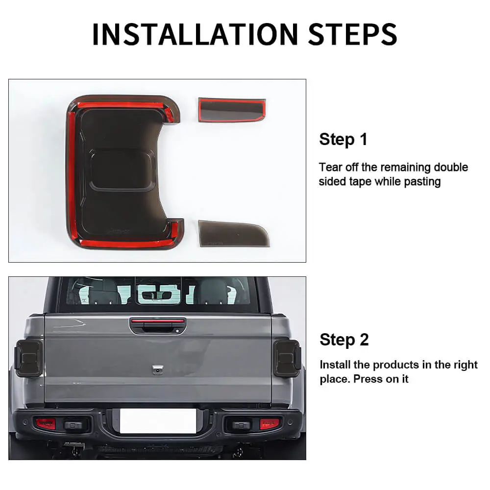 For 2019+ Jeep Gladiator JT Rear Taillight LED Lamp Cover Trim Smoked Black - Image 5