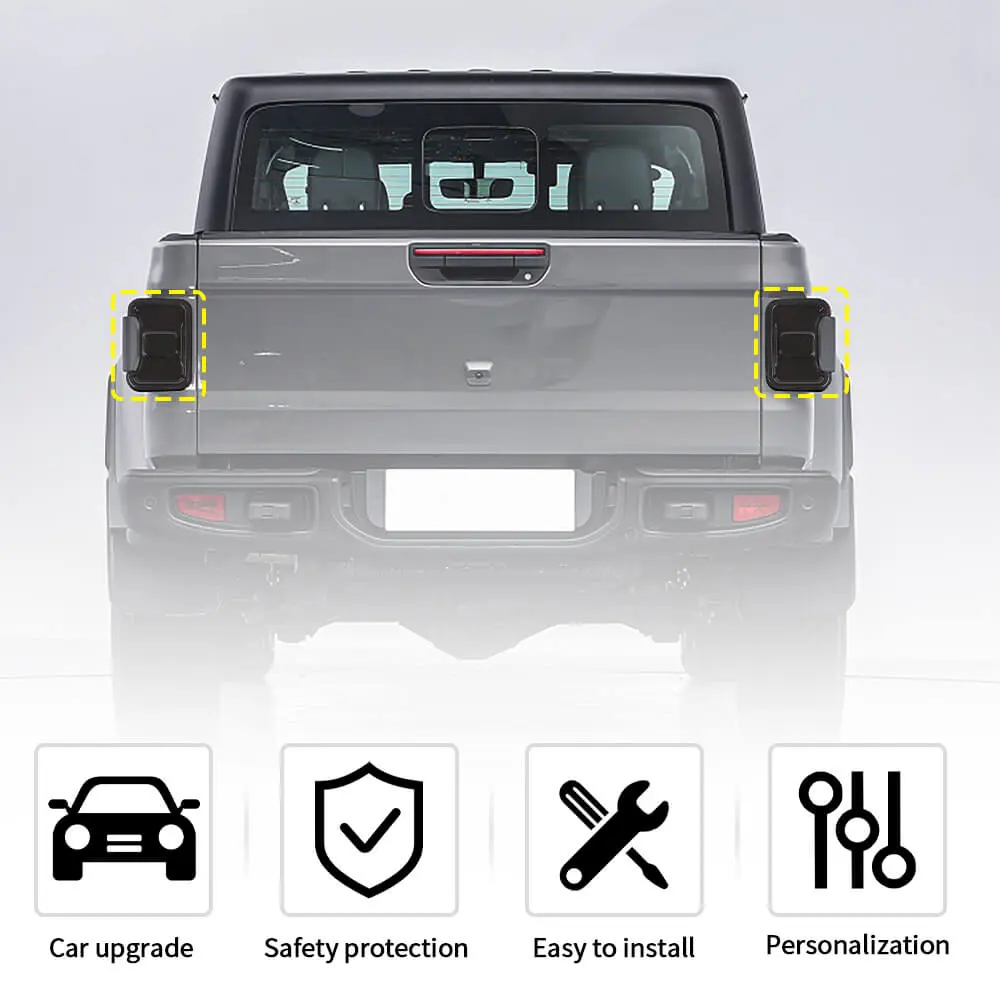 For 2019+ Jeep Gladiator JT Rear Taillight LED Lamp Cover Trim Smoked Black - Image 6