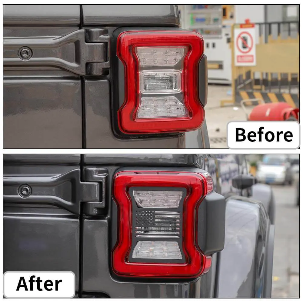 For 2018+ Jeep Wrangler JL JLU Rear Taillights Lamp Guard Trim Black 2Pcs - Image 2