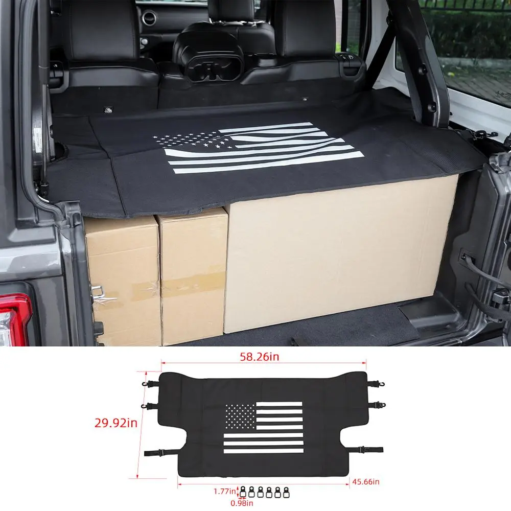 For 2018+ Jeep Wrangler JLU 4-Door Rear Cargo Cover Privacy Shade Trunk Luggage Cover Waterproof Nylon - Image 10