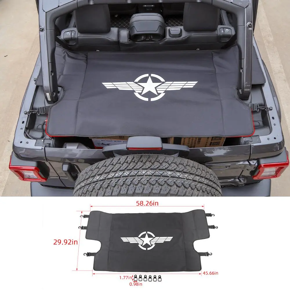 For 2018+ Jeep Wrangler JLU 4-Door Rear Cargo Cover Privacy Shade Trunk Luggage Cover Waterproof Nylon - Image 9