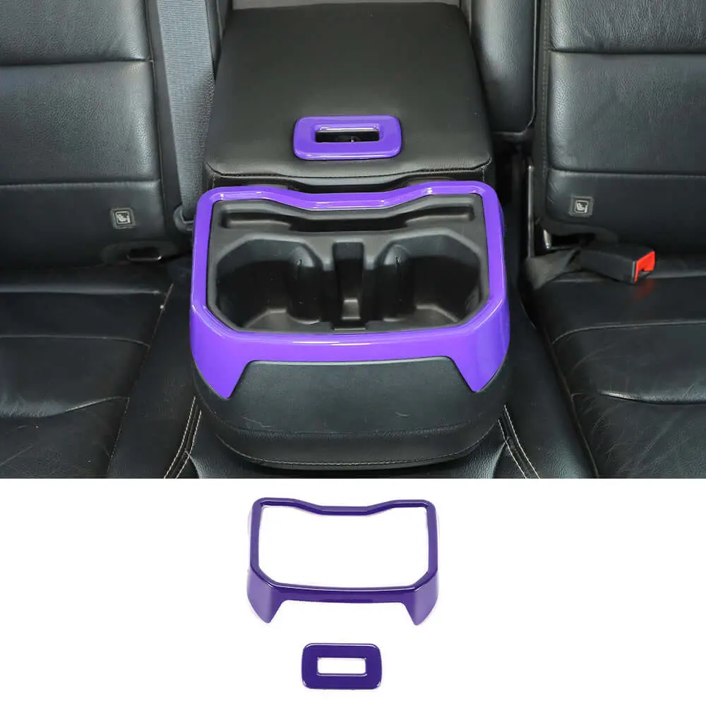 For 2018+ Jeep Wrangler JL JLU Rear Water Cup Holder Decor Cover Seat Armrest Trim - Image 14