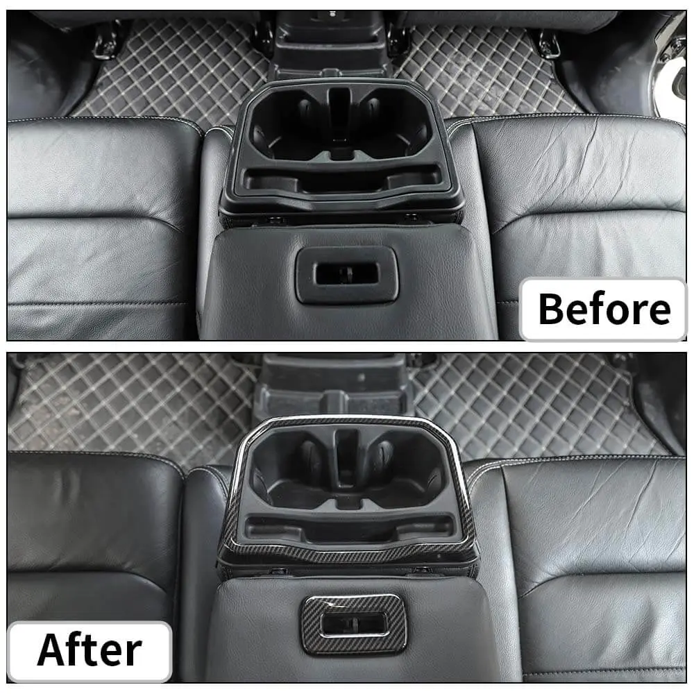 For 2018+ Jeep Wrangler JL JLU Rear Water Cup Holder Decor Cover Seat Armrest Trim - Image 2