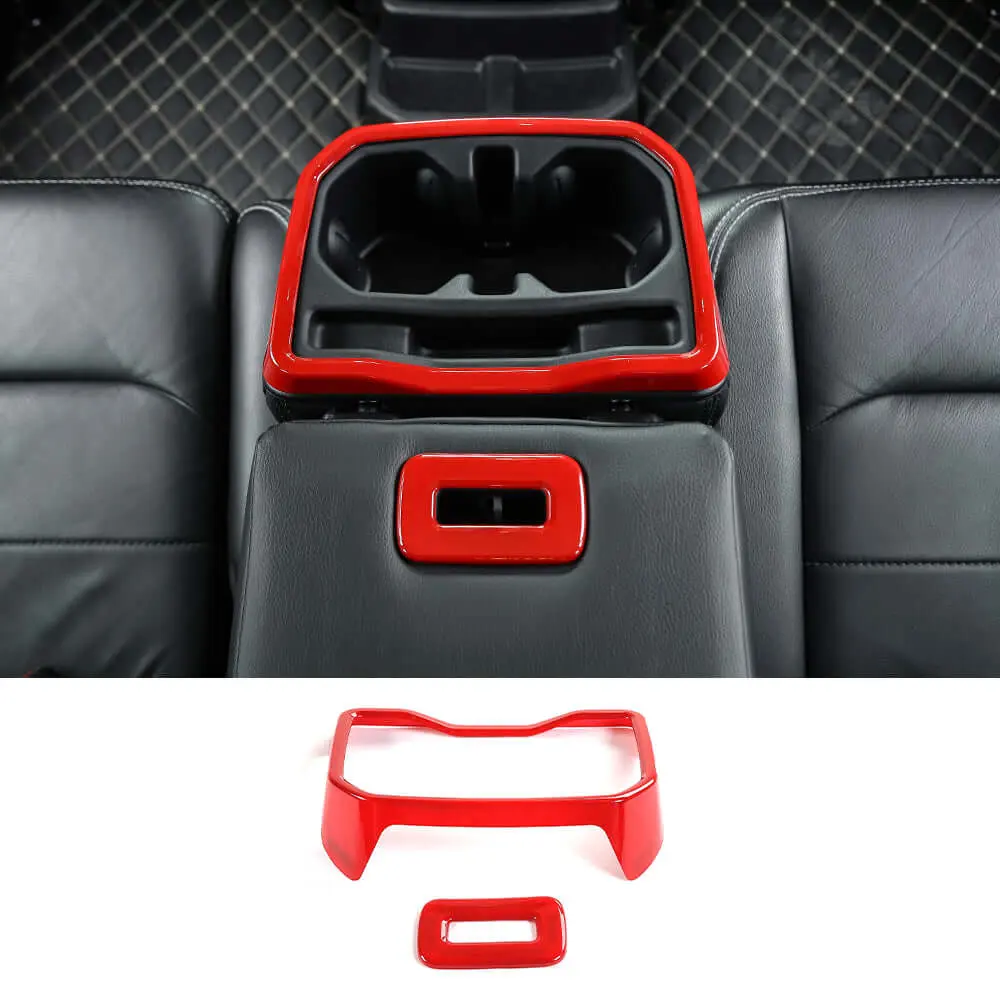 For 2018+ Jeep Wrangler JL JLU Rear Water Cup Holder Decor Cover Seat Armrest Trim - Image 9