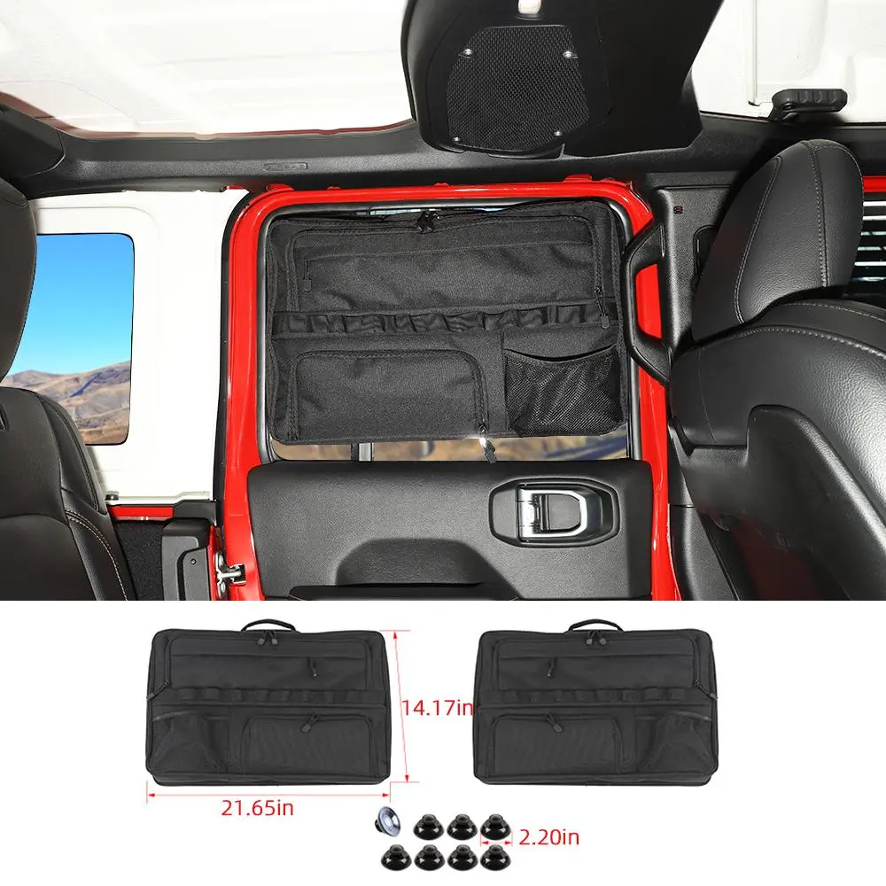 For Jeep Wrangler JK/JL/JT 4-Door Rear Window Storage Bag Organizer Door Pocket
