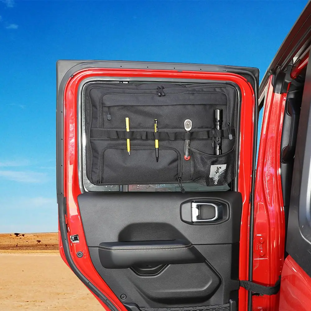For Jeep Wrangler JK/JL/JT 4-Door Rear Window Storage Bag Organizer Door Pocket - Image 4