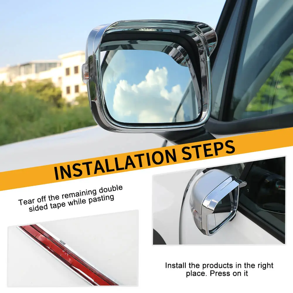 For 2015+ Jeep Renegade Rearview Mirror Rain Eyebrow Cover Trim Chrome ABS - Image 4