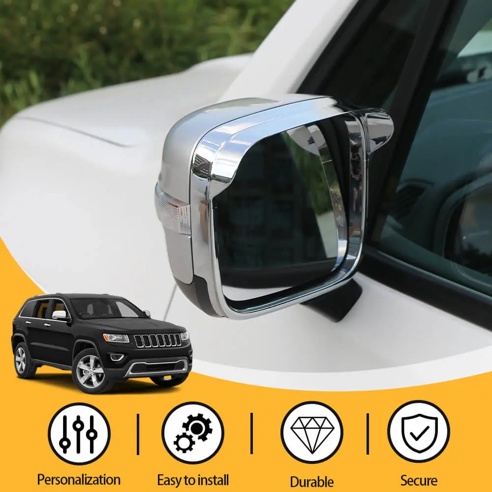 For 2015+ Jeep Renegade Rearview Mirror Rain Eyebrow Cover Trim Chrome ABS - Image 5