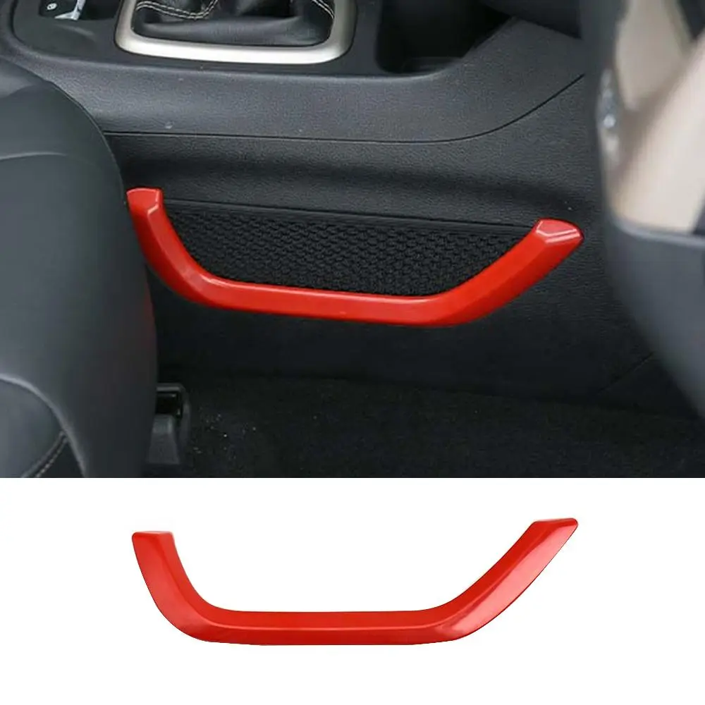 For 2014+ Jeep Cherokee Red Copilot Storage Net Pocket Trim Strip Cover Decor