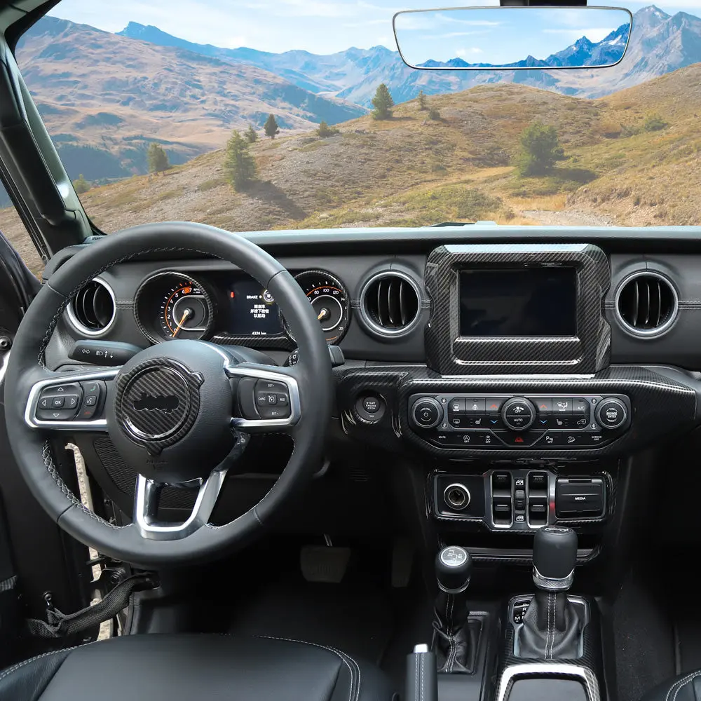 For 2018-2023 Jeep Wrangler JL JLU Interior Cover Trim Full Set Available Separately Carbon Fiber