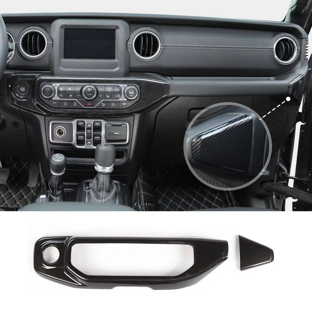 For 2018-2023 Jeep Wrangler JL JLU Interior Cover Trim Full Set Available Separately Carbon Fiber - Image 9