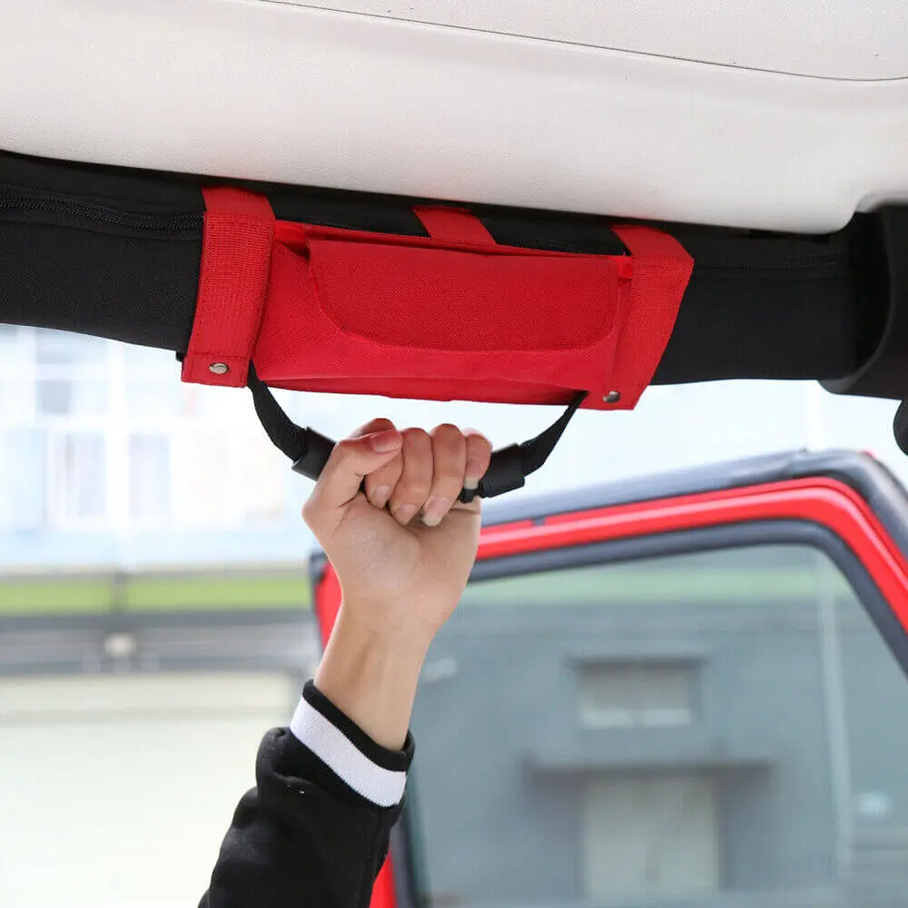 For Jeep Wrangler TJ JK JL Red Roll Bar Grab Grip Handles Sunglasses Storage Bag - Image 3