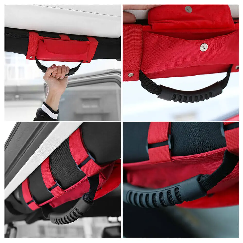 For Jeep Wrangler TJ JK JL Red Roll Bar Grab Grip Handles Sunglasses Storage Bag - Image 4