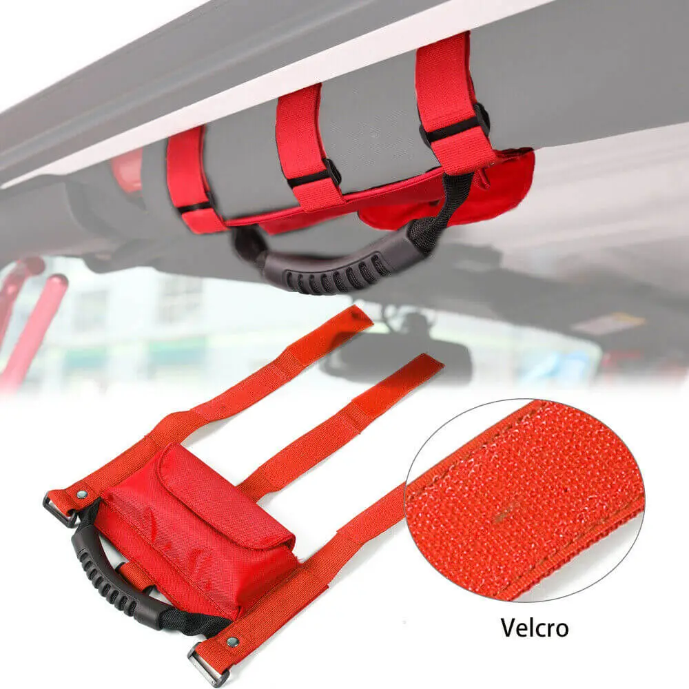 For Jeep Wrangler TJ JK JL Red Roll Bar Grab Grip Handles Sunglasses Storage Bag - Image 6