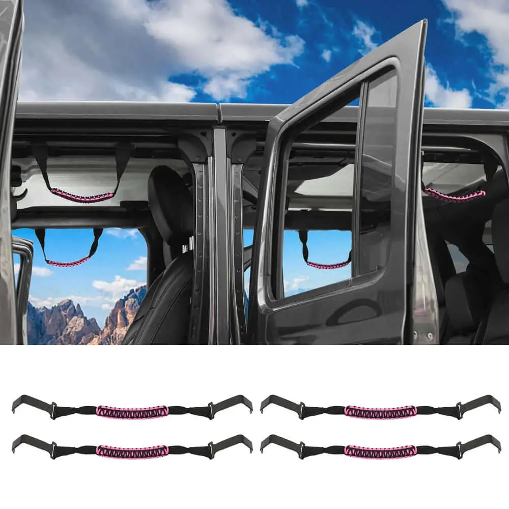 For 2018+ Jeep Wrangler JL & Gladiator JT Roll Bar Front and Rear Steel Paracord Grab Handles - Image 10