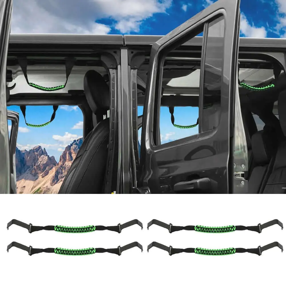 For 2018+ Jeep Wrangler JL & Gladiator JT Roll Bar Front and Rear Steel Paracord Grab Handles - Image 11