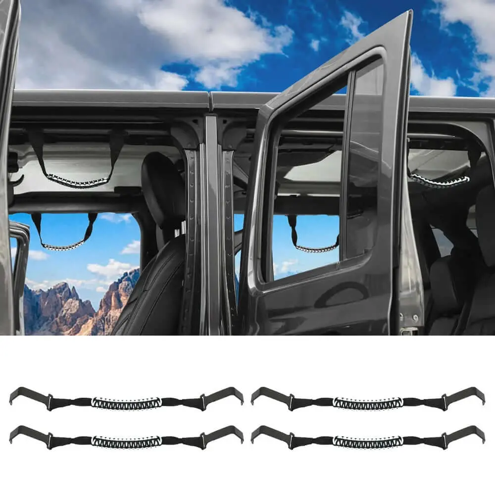 For 2018+ Jeep Wrangler JL & Gladiator JT Roll Bar Front and Rear Steel Paracord Grab Handles - Image 12