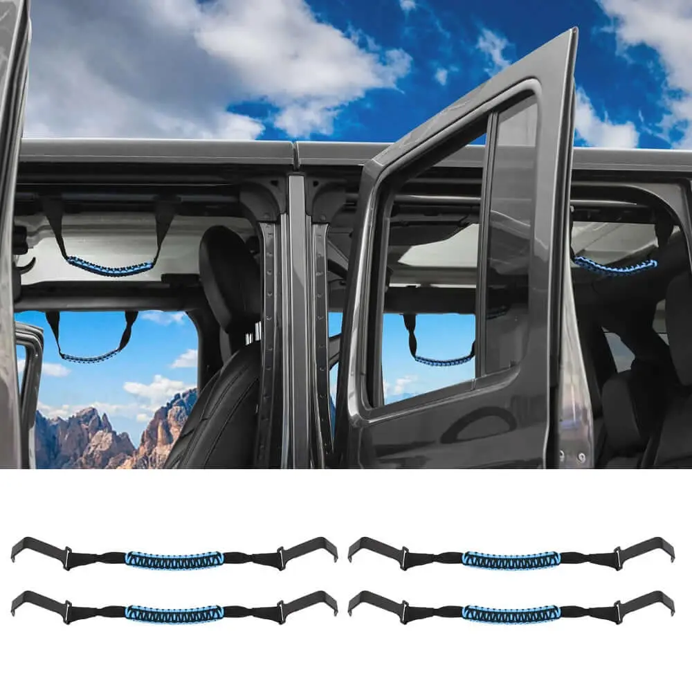 For 2018+ Jeep Wrangler JL & Gladiator JT Roll Bar Front and Rear Steel Paracord Grab Handles - Image 15