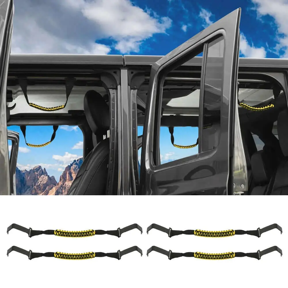 For 2018+ Jeep Wrangler JL & Gladiator JT Roll Bar Front and Rear Steel Paracord Grab Handles - Image 16
