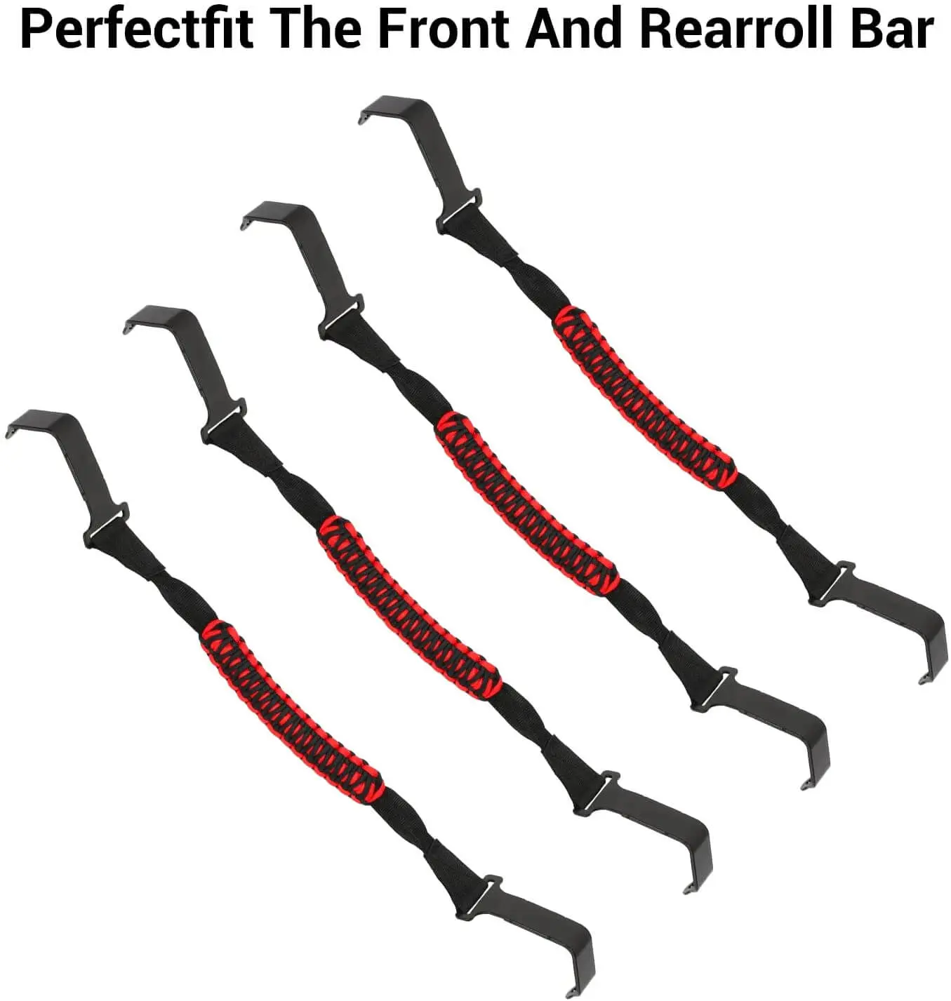 For 2018+ Jeep Wrangler JL & Gladiator JT Roll Bar Front and Rear Steel Paracord Grab Handles - Image 5