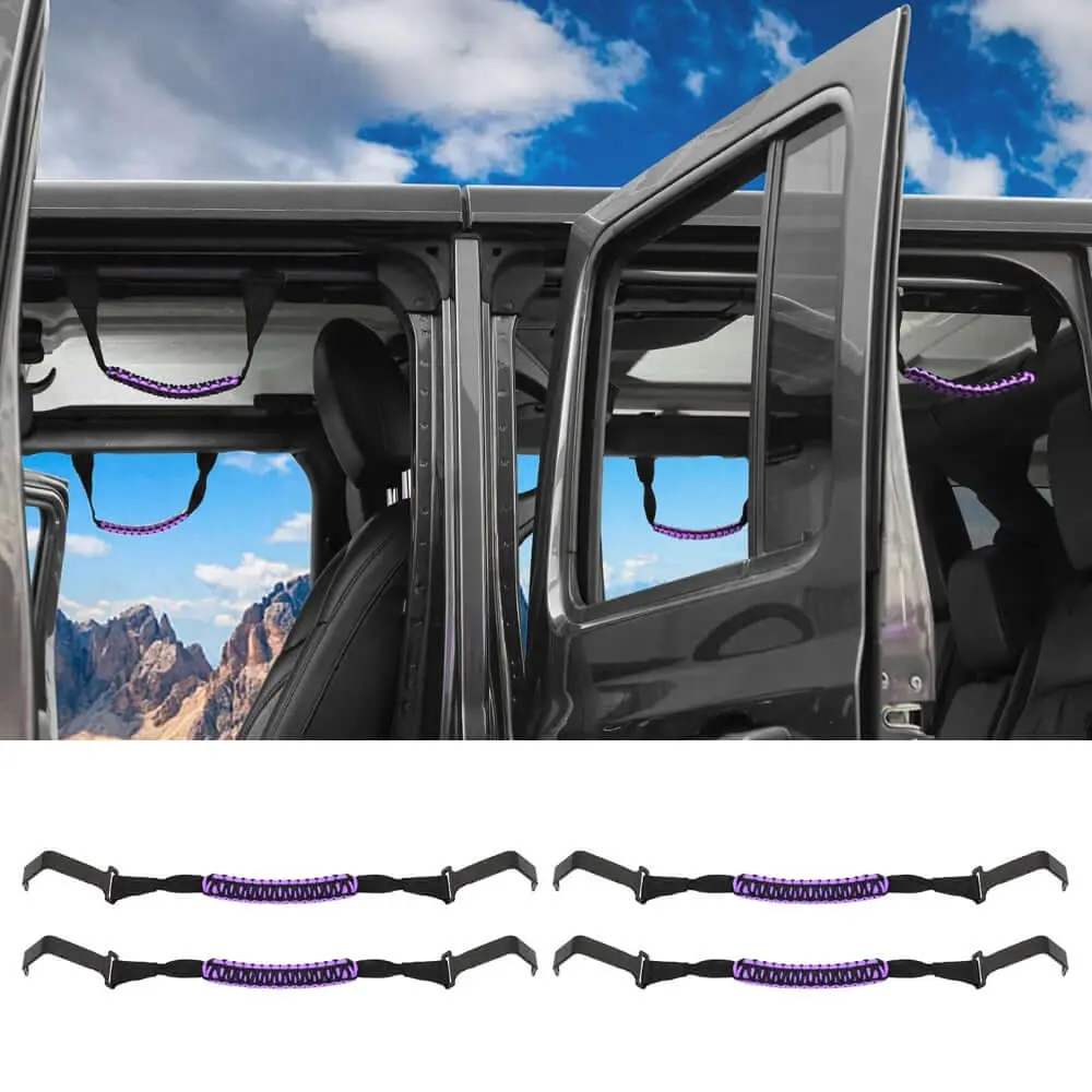For 2018+ Jeep Wrangler JL & Gladiator JT Roll Bar Front and Rear Steel Paracord Grab Handles - Image 8