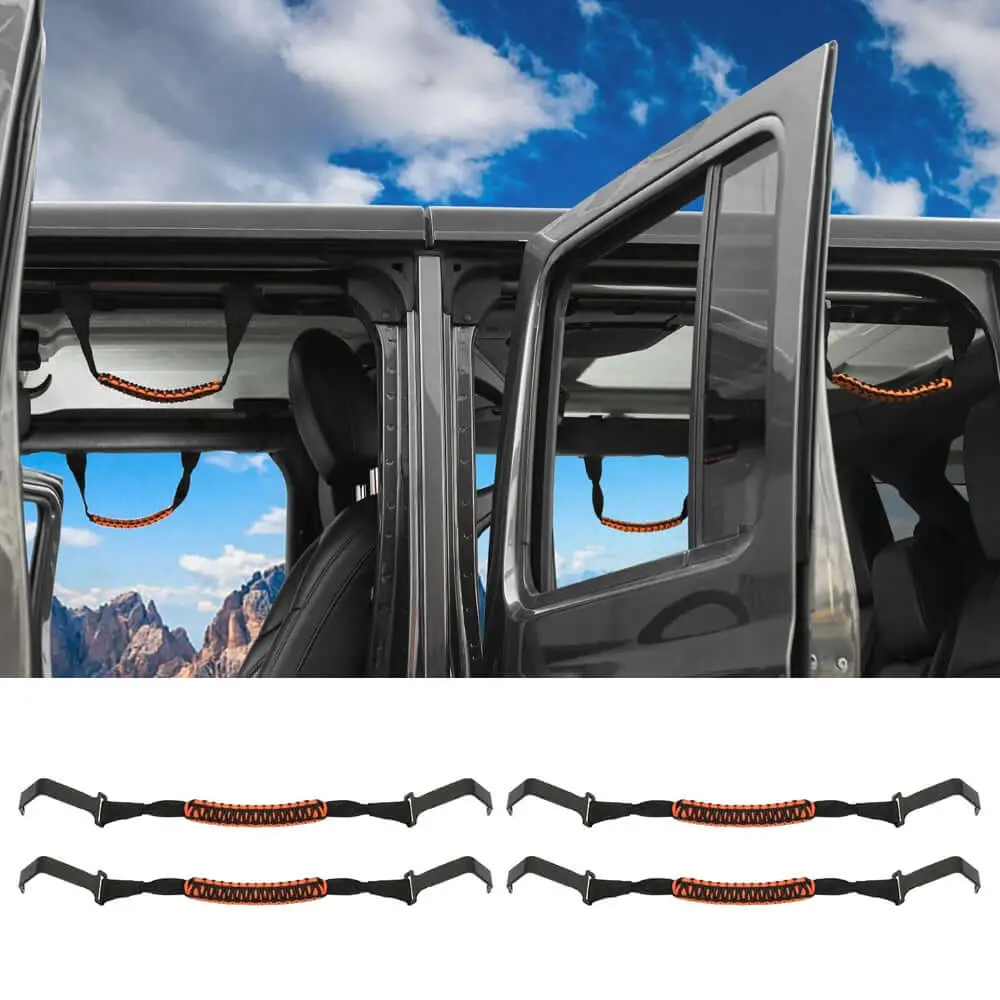 For 2018+ Jeep Wrangler JL & Gladiator JT Roll Bar Front and Rear Steel Paracord Grab Handles - Image 9