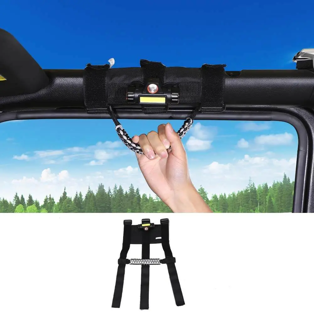 For Jeep Wrangler TJ JK JL JT Roll Bar Grab Handle Grip with Light - Image 11