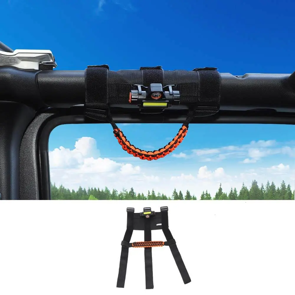 For Jeep Wrangler TJ JK JL JT Roll Bar Grab Handle Grip with Light - Image 13