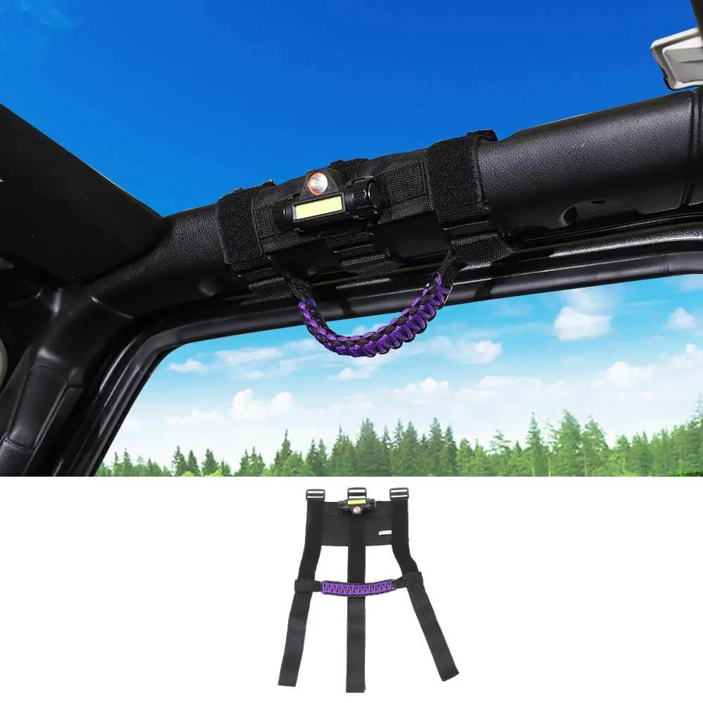 For Jeep Wrangler TJ JK JL JT Roll Bar Grab Handle Grip with Light - Image 14